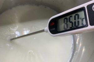 2. portare il latte pastorizzato a 85°C