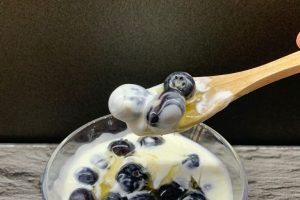 yogurt fermentato con mirtilli e miele